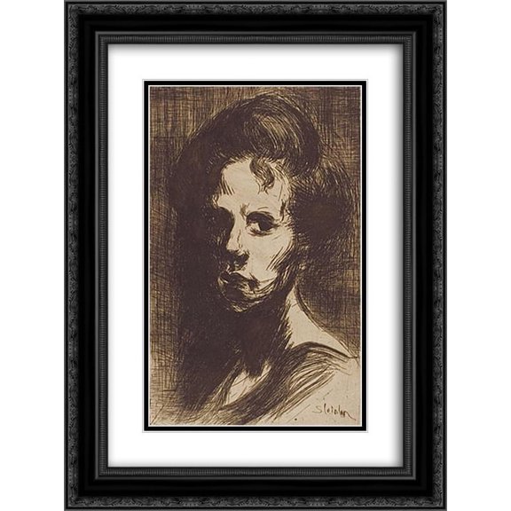 Theophile Steinlen 2x Matted 20x24 Black Ornate Framed Art Print 'Tete de Femme '