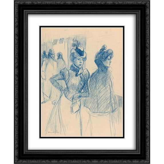 Theophile Steinlen 2x Matted 20x24 Black Ornate Framed Art Print 'Two elegant women'