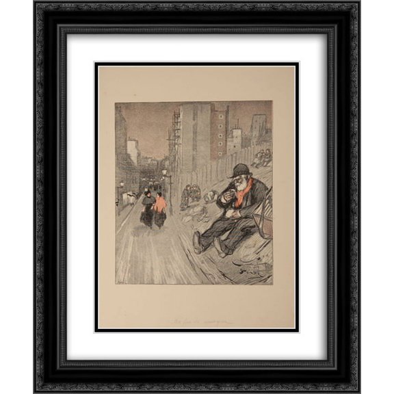 Theophile Steinlen 2x Matted 20x24 Black Ornate Framed Art Print 'Un Peu de Musique '
