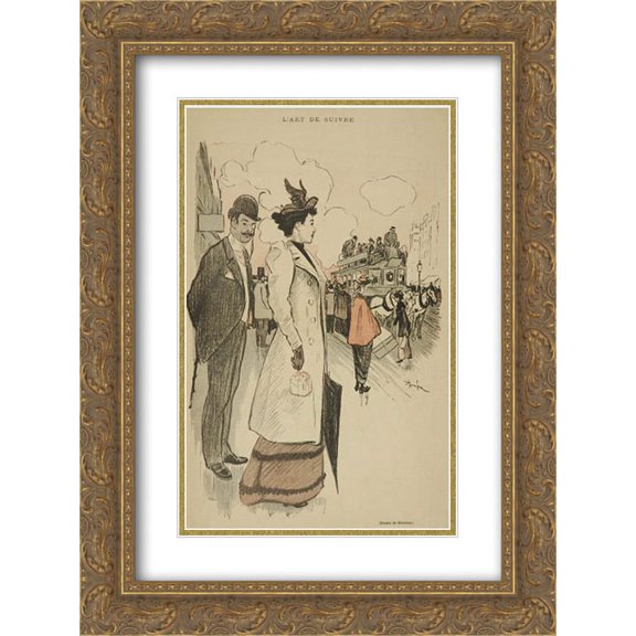 Theophile Steinlen 2x Matted 20x24 Gold Ornate Framed Art Print 'L'Art de Suivre '