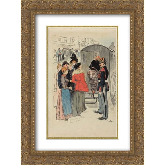 Theophile Steinlen 2x Matted 20x24 Gold Ornate Framed Art Print 'La Rafle '