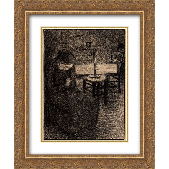 Theophile Steinlen 2x Matted 20x24 Gold Ornate Framed Art Print 'La Veillee '