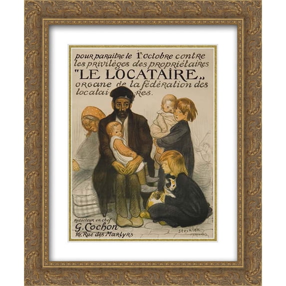 Theophile Steinlen 2x Matted 20x24 Gold Ornate Framed Art Print 'Le Locataire '