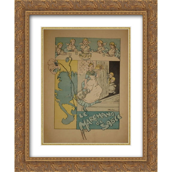 Theophile Steinlen 2x Matted 20x24 Gold Ornate Framed Art Print 'Le Marchand de Sable '
