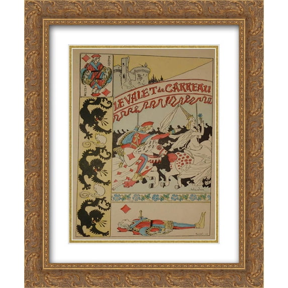 Theophile Steinlen 2x Matted 20x24 Gold Ornate Framed Art Print 'Le Valet de Carreau '