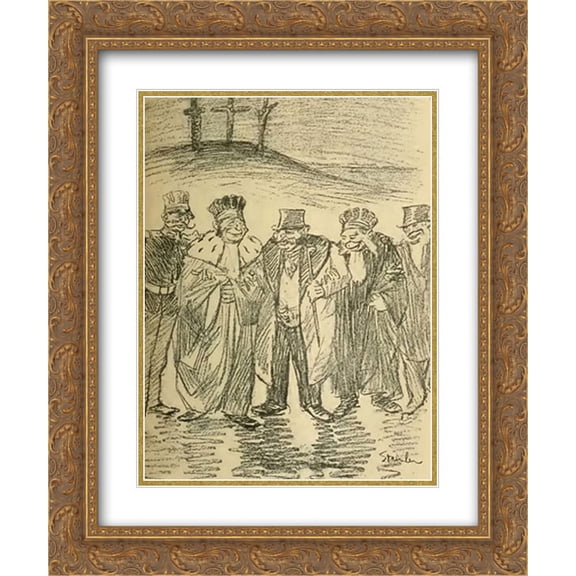 Theophile Steinlen 2x Matted 20x24 Gold Ornate Framed Art Print 'Noel Rouge '