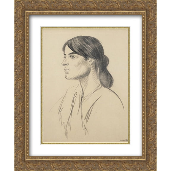 Theophile Steinlen 2x Matted 20x24 Gold Ornate Framed Art Print 'Portrait drawing of Suzanne Valadon'