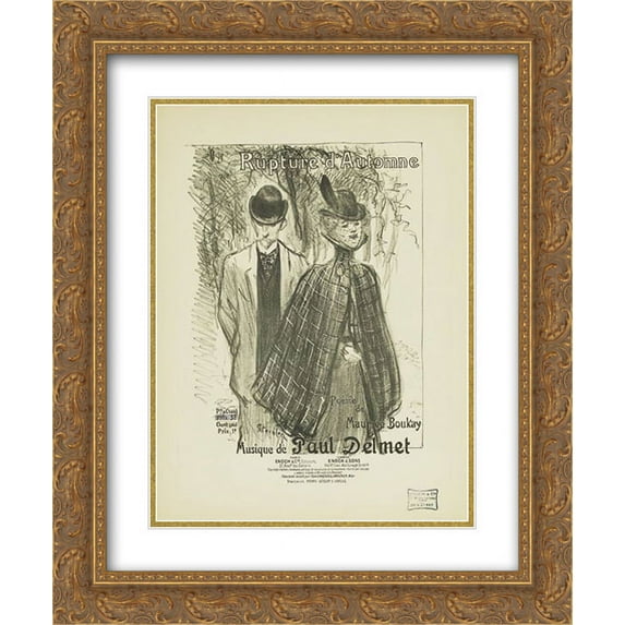 Theophile Steinlen 2x Matted 20x24 Gold Ornate Framed Art Print 'Rupture d'Automne '