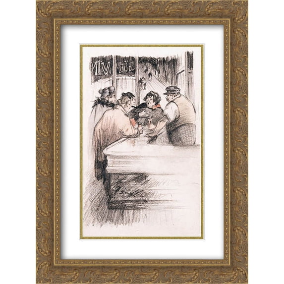 Theophile Steinlen 2x Matted 20x24 Gold Ornate Framed Art Print 'Souper du Mac '