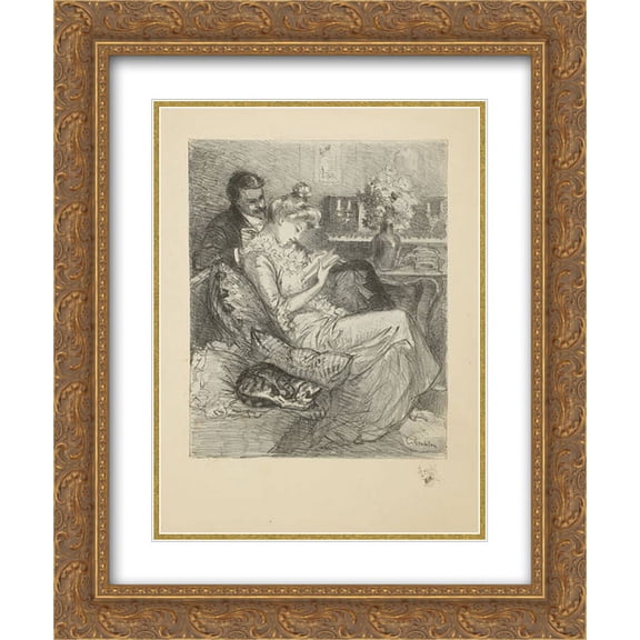 Theophile Steinlen 2x Matted 20x24 Gold Ornate Framed Art Print 'Volupte '