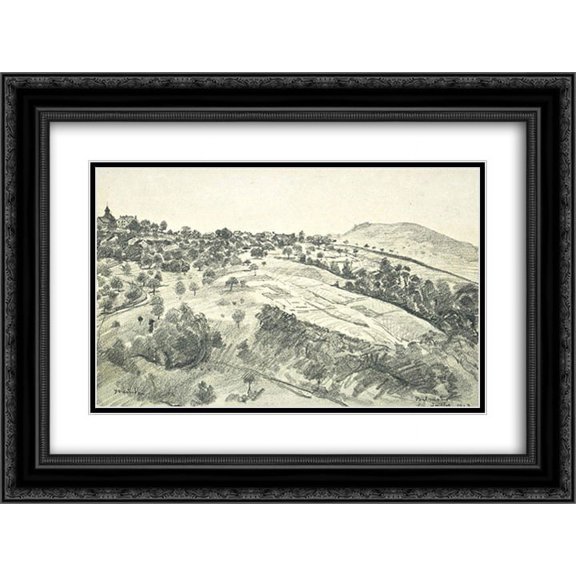 Theophile Steinlen 2x Matted 24x18 Black Ornate Framed Art Print 'Landscape of Belmont'