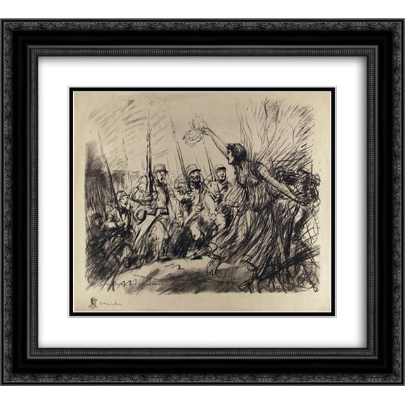 Theophile Steinlen 2x Matted 24x20 Black Ornate Framed Art Print 'La Victoire en chantant'