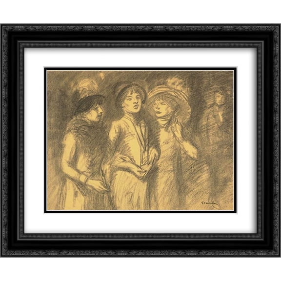 Theophile Steinlen 2x Matted 24x20 Black Ornate Framed Art Print 'Midinettes'