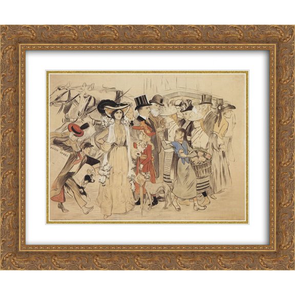 Theophile Steinlen 2x Matted 24x20 Gold Ornate Framed Art Print 'La Rue '