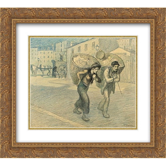 Theophile Steinlen 2x Matted 24x20 Gold Ornate Framed Art Print 'Paris Street Scene '