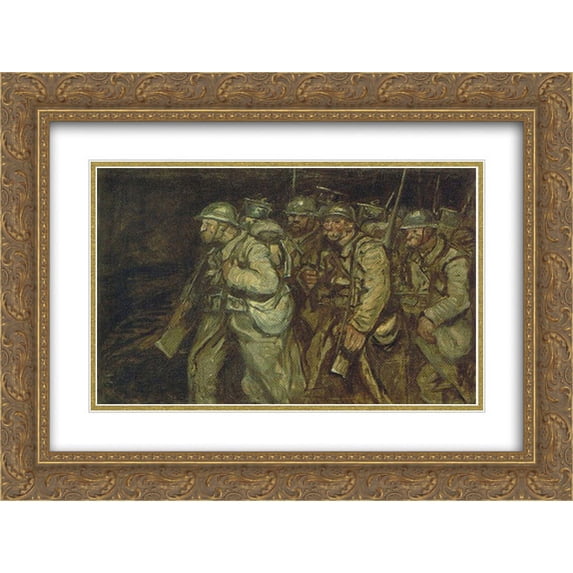 Theophile Steinlen 2x Matted 24x20 Gold Ornate Framed Art Print 'Soldiers - '