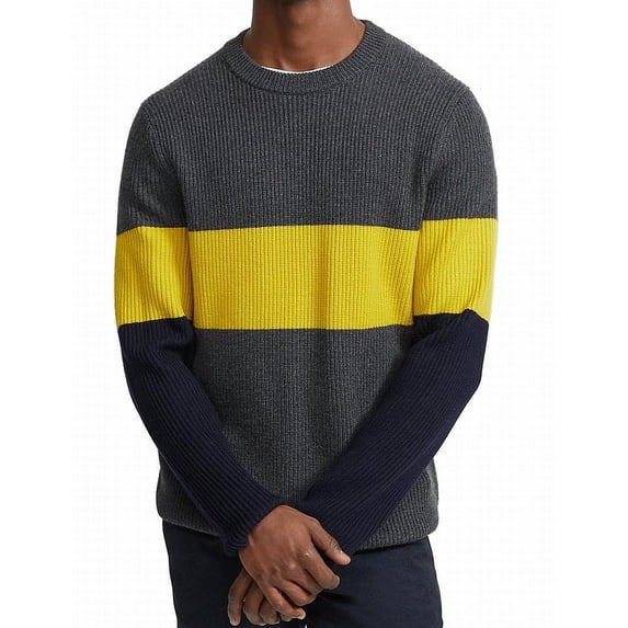 Theory Men's Zoren Striped Cashwool Sweater Gray Size Large