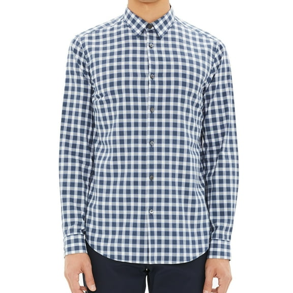 Theory Mens Regular Fit Sport Button Up Shirt, Blue, X-Large