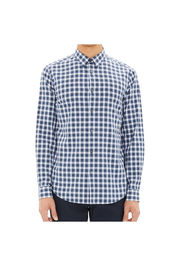 Mens Regular Fit Sport Button Up Shirt, Blue, X-Large