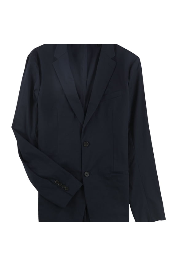 Mens Solid Stretch Two Button Blazer Jacket, Blue, 40 Long