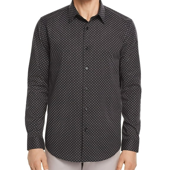 Theory Mens Stitch Print Button Up Shirt, Black, Small