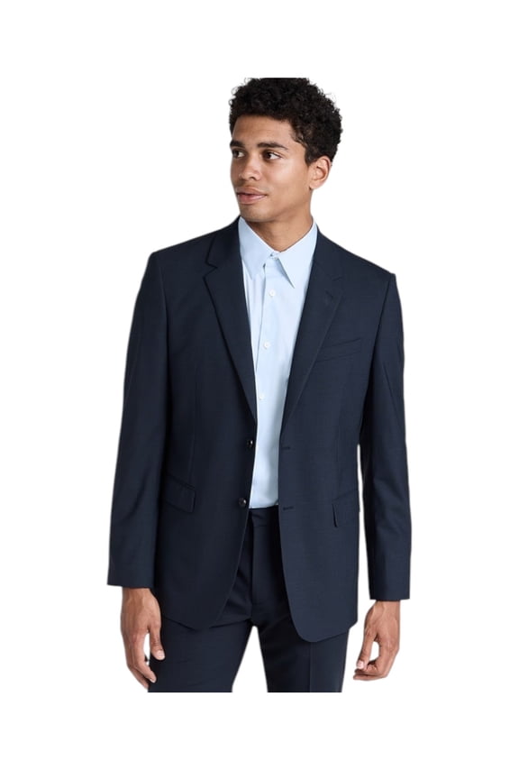 Mens fit Sport Coat Blazer 42 R Blue Solid Stretch