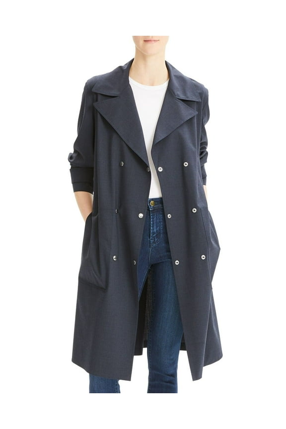 Military-Style Trench Coat Core Navy Blue Size M MSRP $795