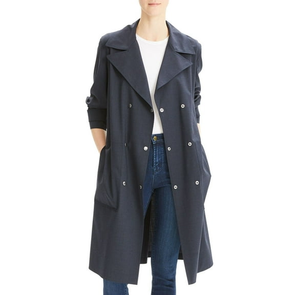 Theory Military-Style Trench Coat Core Navy Blue Size M MSRP $795