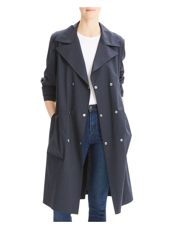 Military-Style Trench Coat Core Navy Blue Size M MSRP $795