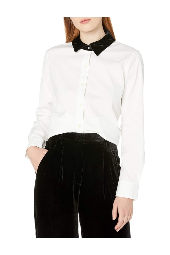 Women's Fancy Shirt Top, White, M