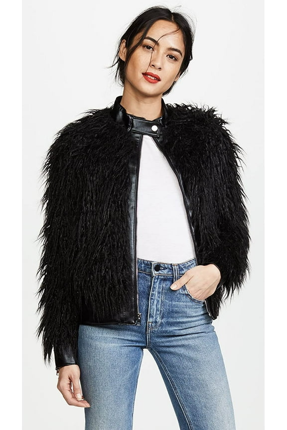 Women's Mongolian Bomber Jacket, Black, Small