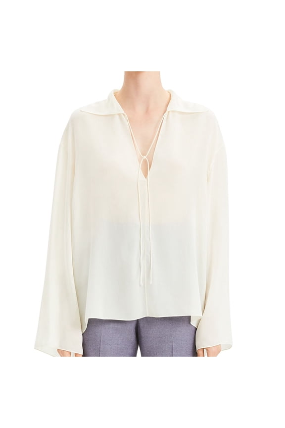 Womens Chiffon Sailor Pullover Blouse, White, Small