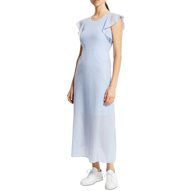 theory cotton dress Theory Cotton-Blend Poplin Midi Dress - White - 40% Off