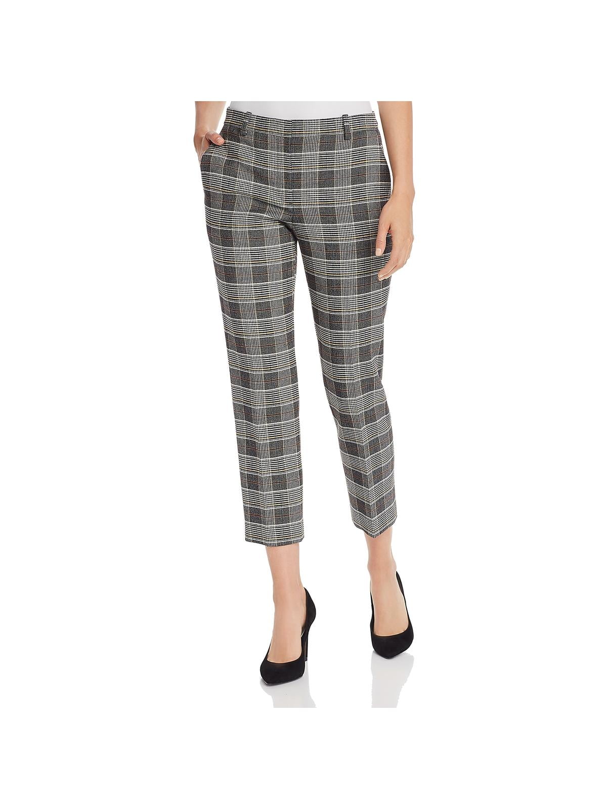 THEORY Womens Black Zippered Plaid Wear To Work Cropped Pants 12