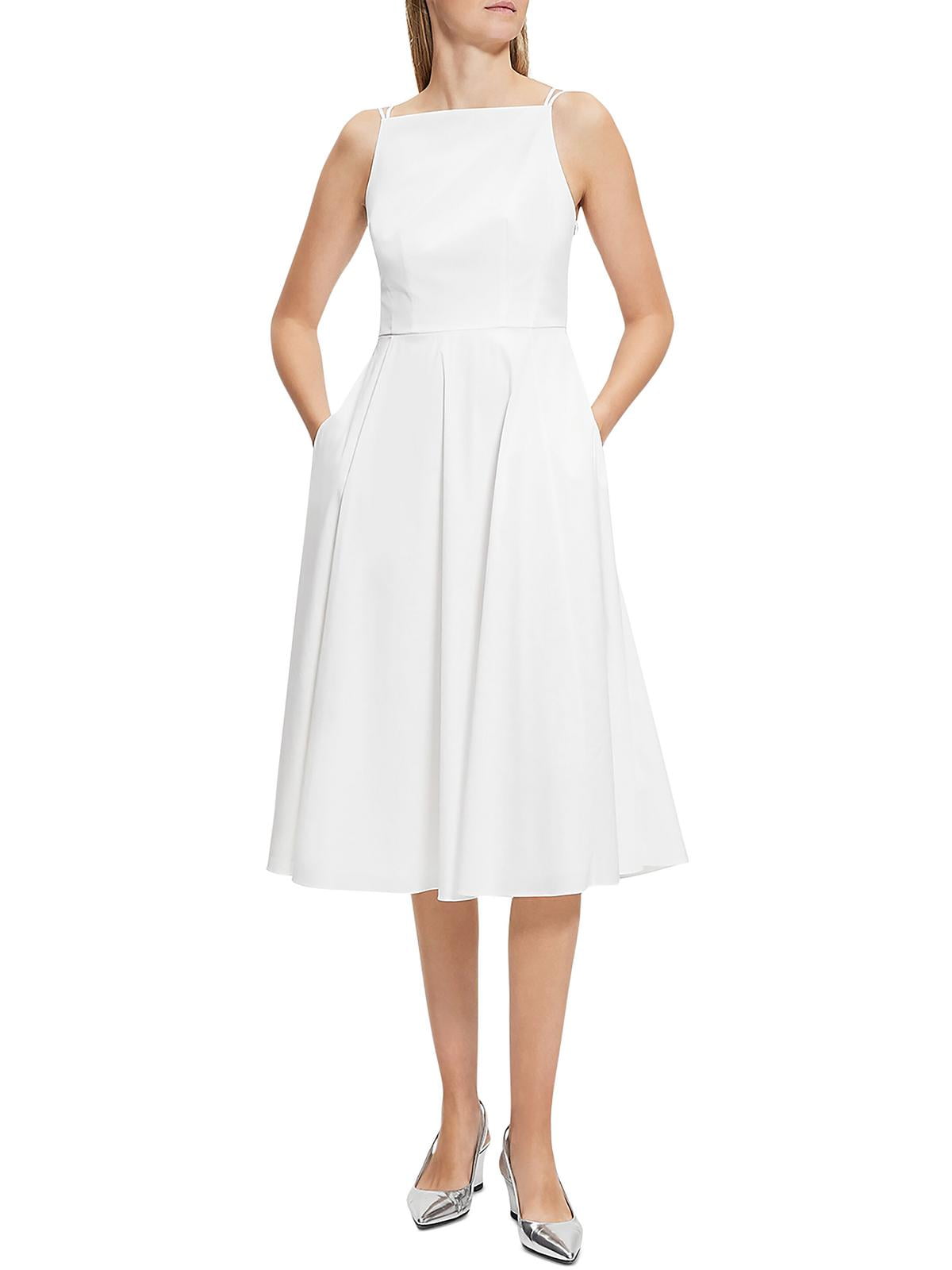 Theory Womens Contemporary Fit & Flare Dress, Sleeveless, Knee Length, Luxe  Cotton-Nylon Blend - Walmart.com