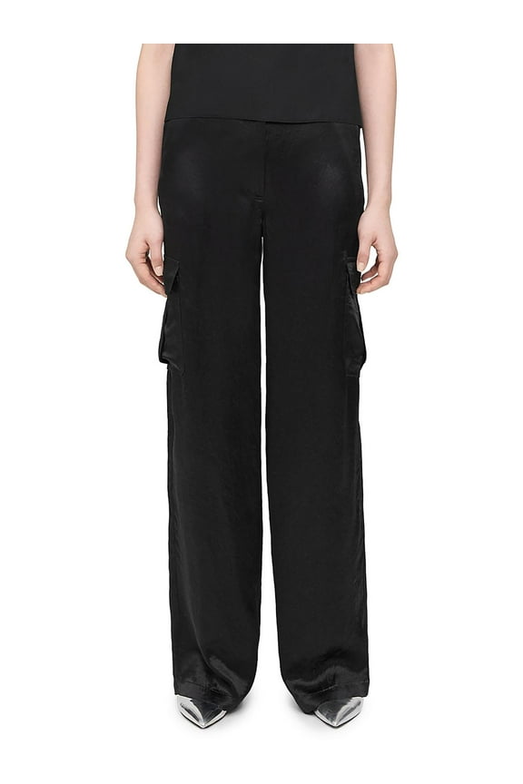 Womens Mid-Rise Wide Leg Cargo Pants