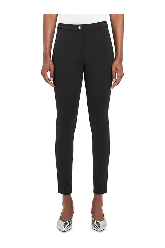 Womens Pleated Solid Ankle Pants