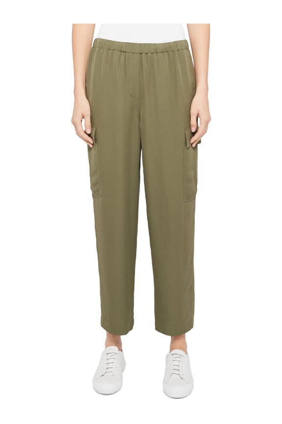 Womens Pocket Silk Jogger Pants Green L