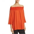 thumbnail image 1 of Theory Womens Ruched Pullover Blouse, Orange, Medium, 1 of 2