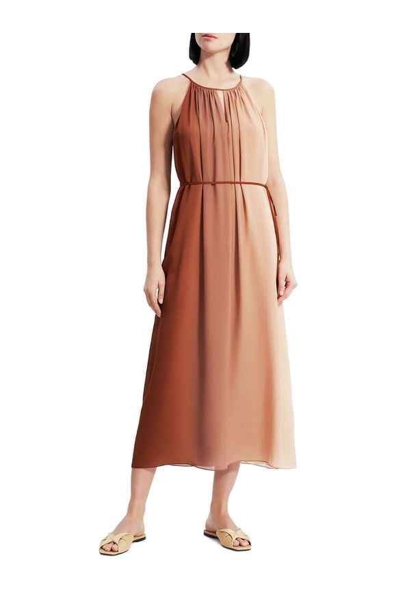 Womens Silk Maxi Halter Dress
