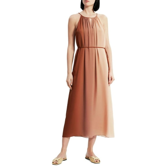 Theory Womens Silk Maxi Halter Dress