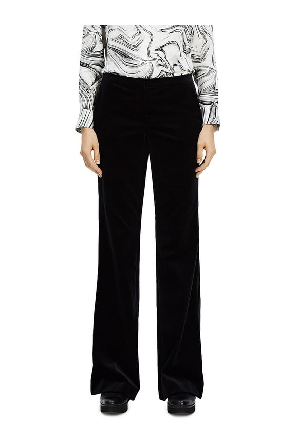 Womens Solid Velvet Wide Leg Pants