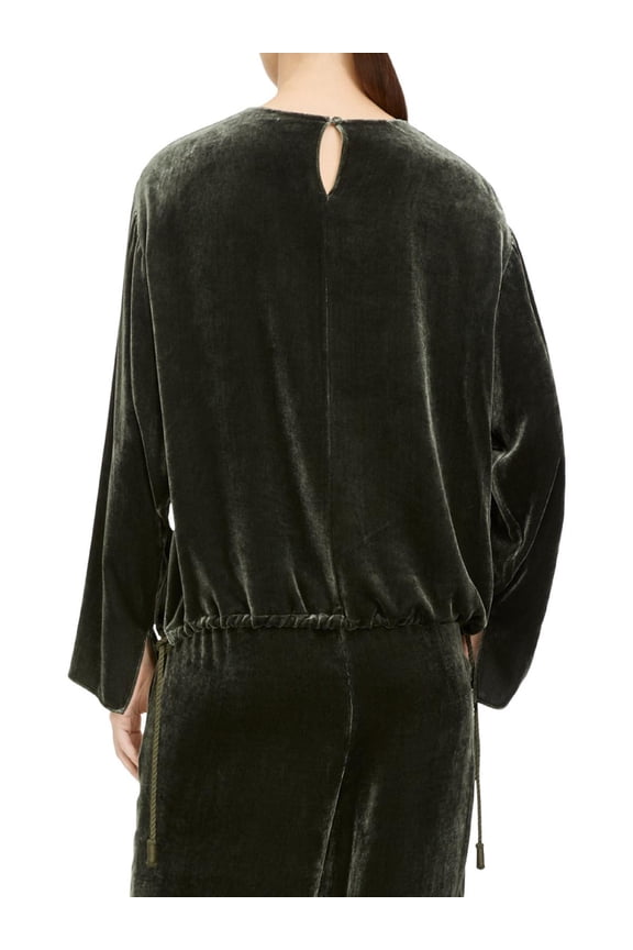 Womens Velvet Tie Pullover Top