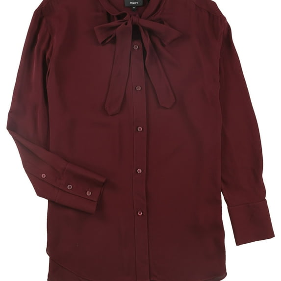 Theory Womens Weekender Button Down Blouse, Red, Medium