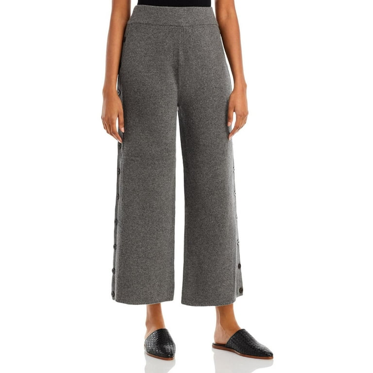 Theory Womens Wool Blend Button Up Cropped Pants