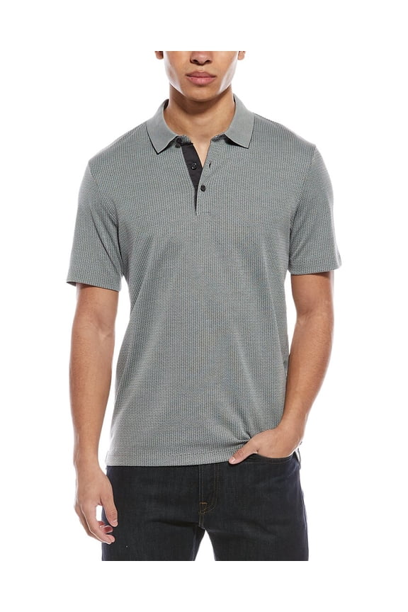 mens Button Polo Shirt, l, Gray