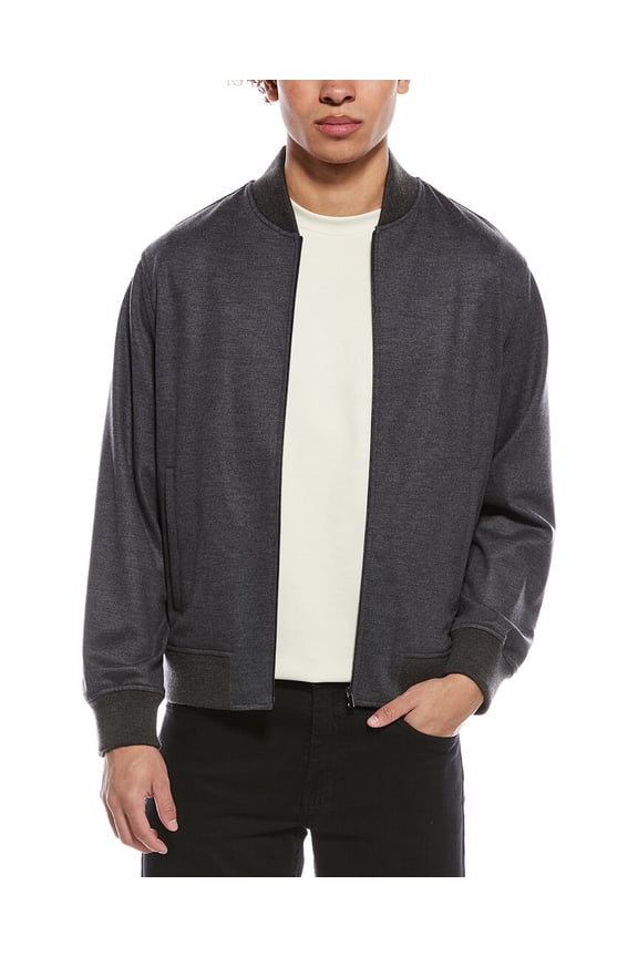 mens Clean Wool-Blend Bomber Jacket, m, Gray