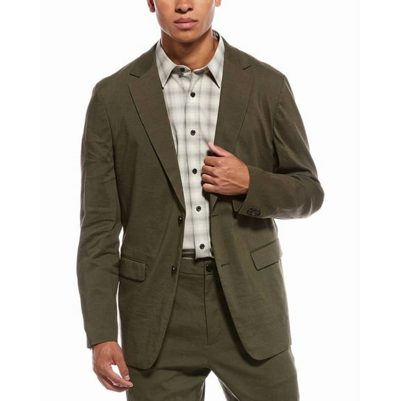 Theory mens  Clinton Linen-Blend Blazer, 40, Green