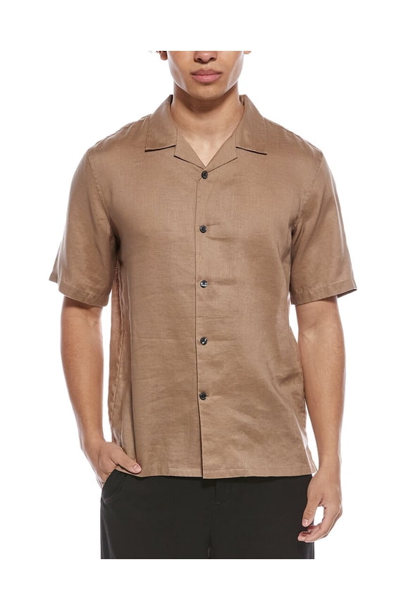 mens  Daze Precise Linen Shirt, l, Gray
