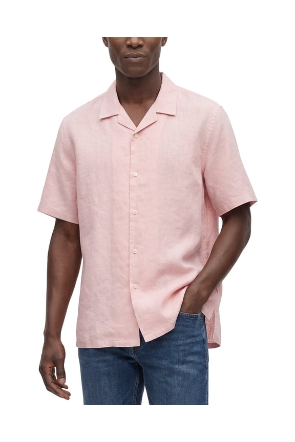 mens  Daze Precise Linen Shirt, m, Pink